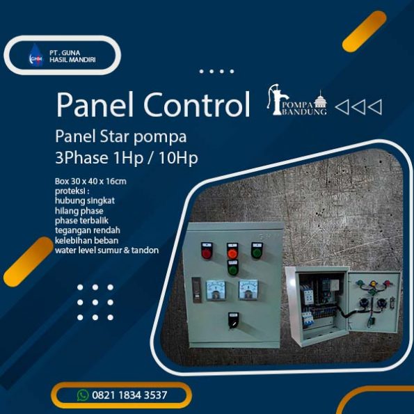 panel_DOL_control_sistem_pompa_3phase_water_level_bandung_4inch